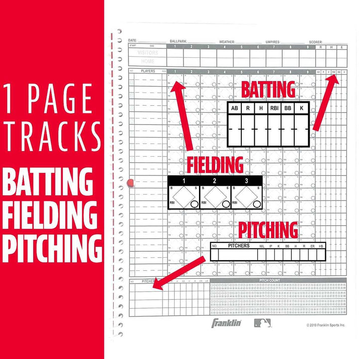 Franklin Sports MLB Baseball/Softball Scorebook - HIT A Double