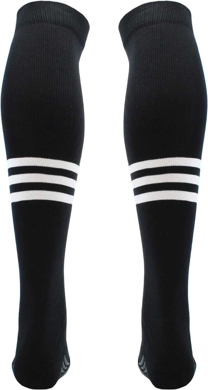 TCK Dugout Striped Over the Knee Baseball Socks - Black White - HIT a Double - 2