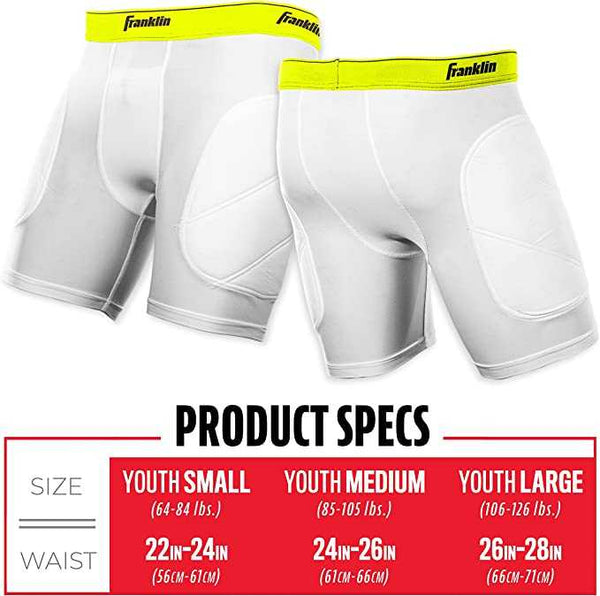 Franklin Youth Baseball Sliding Shorts - White - HIT a Double