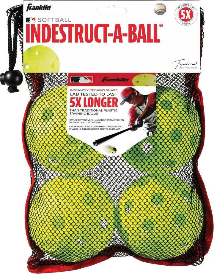 Franklin MLB 12" Indestruct-A-Ball Softball 4 pk - Yellow - HIT a Double - 2