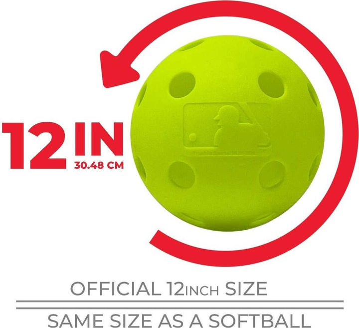 Franklin MLB 12" Indestruct-A-Ball Softball 4 pk - Yellow - HIT a Double - 6