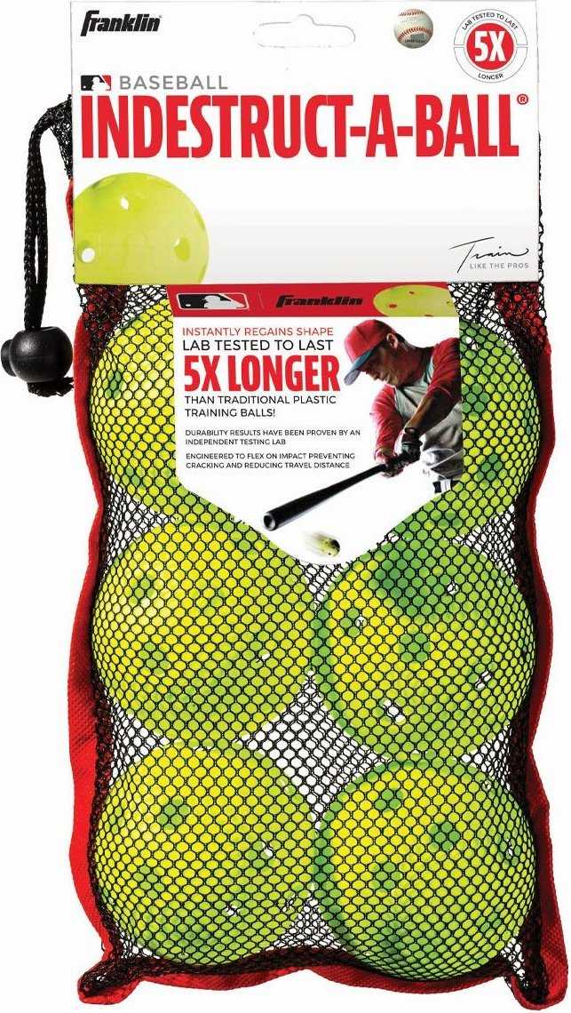 Franklin MLB 9" Indestruct-A-Ball Baseball 6 pk - Yellow - HIT a Double - 2