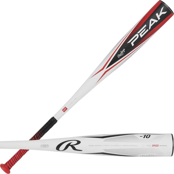 Rawlings 2024 Peak -10 2 3/4" USSSA Bat - Red White - HIT a Double - 1