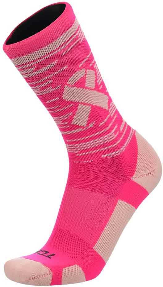 TCK Fastline Aware Breast Cancer Ribbon Crew Socks - Hot Pink - HIT a Double